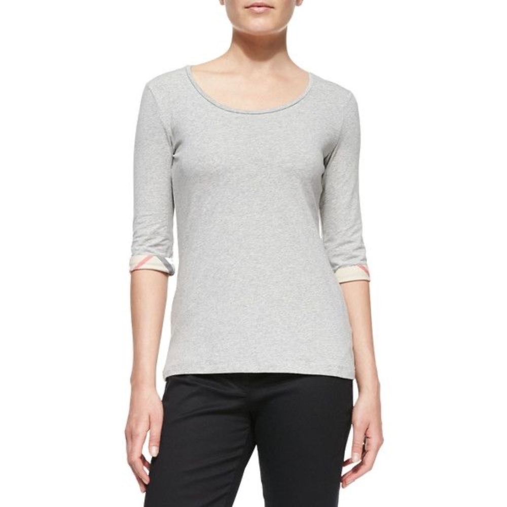 Burberry Cuffed Sleeve Scoop Tee